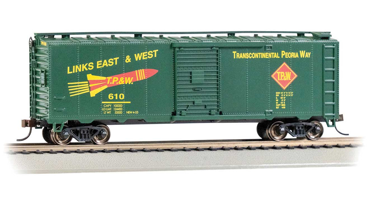 Pullman-Standard PS-1 40' Steel Boxcar - Ready to Run - Silver Series(R) -- Toledo, Peoria & Western #16029 (green, red, yellow, Rocket Logo)