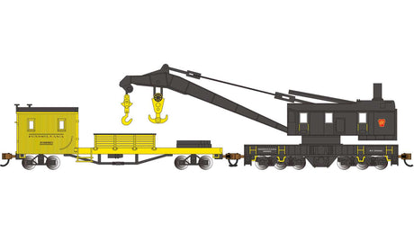 250-Ton Crane and Boom Tender - Ready to Run -- Pennsylvania Railroad (black, yellow)