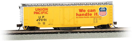 Track Cleaning 50' Plug-Door Boxcar - Ready to Run -- Union Pacific #499191 (Armour Yellow, red, silver; "We Can Handle It" Slog