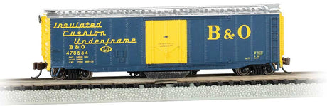 Track Cleaning 50' Plug-Door Boxcar - Ready to Run -- Baltimore & Ohio #478554 (blue, yellow; Cushion Underframe Markings)
