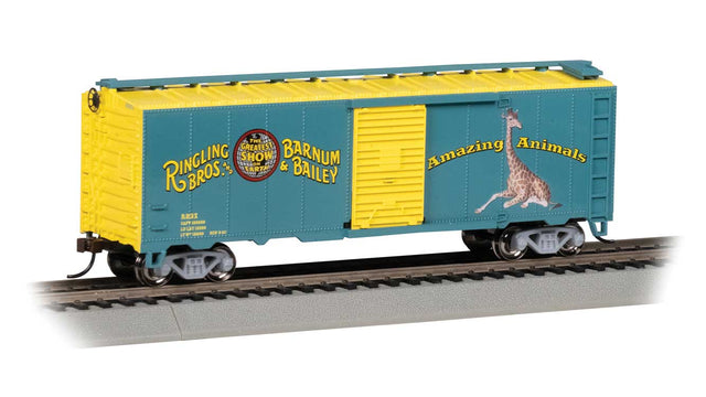 Pullman-Standard PS-1 40' Steel Boxcar - Ready to Run - Silver Series(R) -- Ringling Bros. & Barnum and Bailey Circus (blue, yellow)