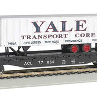 52' 6" Flatcar w/35' Piggyback Trailer - Ready to Run - Silver Series(R) -- Atlantic Coast Line (black Car, silver Trailer w/Billboard Lettering)