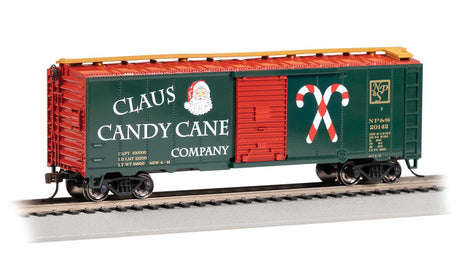 Pullman-Standard 40' Steel Boxcar - Ready to Run - Silver Series(R) -- Claus Candy Cane Co. NP&S #20142 (green, red, white)