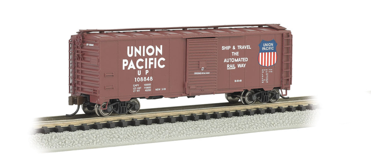 AAR 40' Steel Boxcar - Ready to Run - Silver Series(R) -- Union Pacific ("Automated Railway" Logo)-2