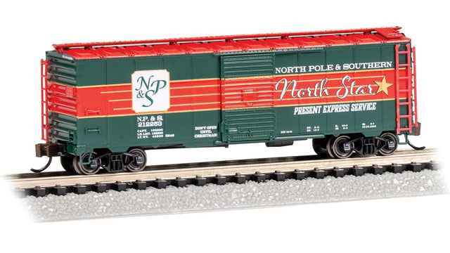 AAR 40' Steel Boxcar - Ready to Run - Silver Series(R) -- North Pole & Southern (Christmas, Present Express Service)