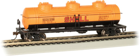 40' 3-Dome Tank Car - Ready to Run - Silver Series(R) -- Shell 1258 (orange, black, red)