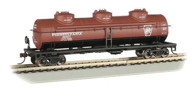 40' 3-Dome Tank Car - Ready to Run - Silver Series(R) -- Pennsylvania Railroad 498647 (Tuscan, black)