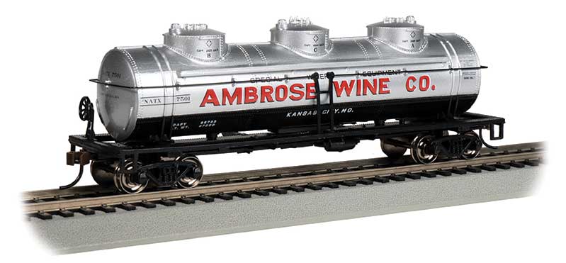 40' 3-Dome Tank Car - Ready to Run - Silver Series(R) -- Ambrose Wine Co. NATX #7501