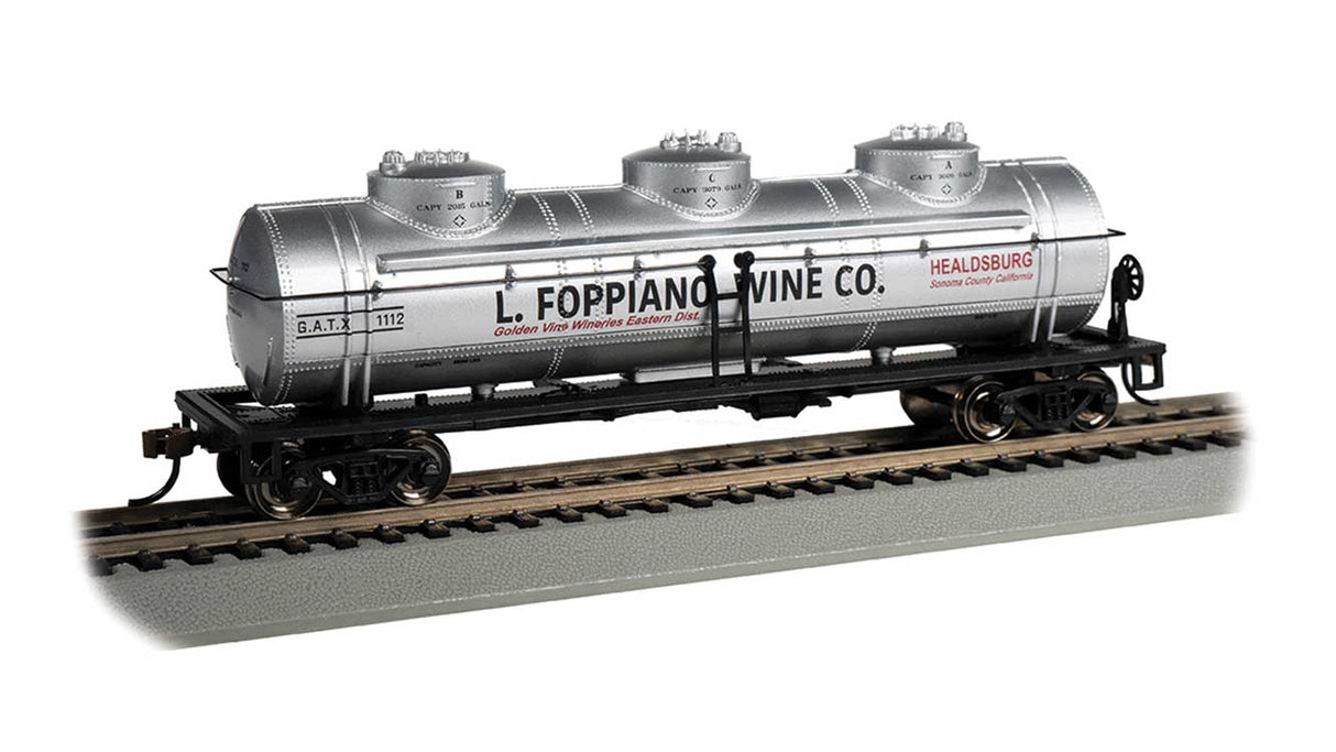 40' 3-Dome Tank Car - Ready to Run - Silver Series(R) -- L. Foppiano Wine Co. #1112 (silver)