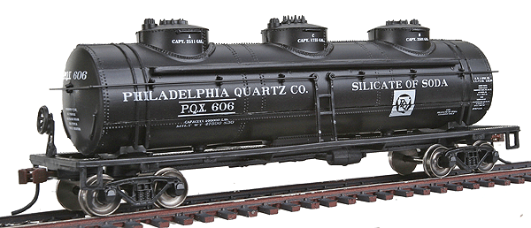 40' 3-Dome Tank Car - Ready to Run - Silver Series(R) -- Philadelphia Quartz Company-1