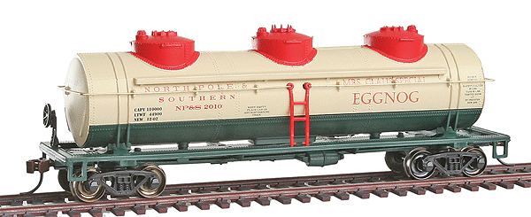 40' 3-Dome Tank Car - Ready to Run - Silver Series(R) -- Christmas Eggnog (cream, red, green)