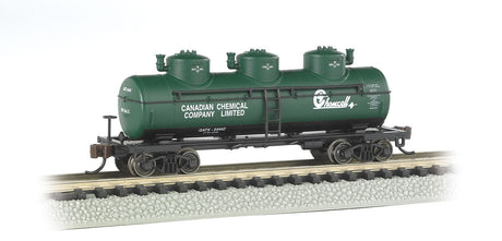 3-Dome Tank Car - Ready-to-Run -- Canadian Chemical Co., Ltd. GATX (green, white, black; Chemcell Logo)-2