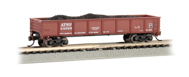 40' Steel Gondola with Load - Ready to Run -- Atchison, Topeka & Santa Fe #64999 (Oxide Red)