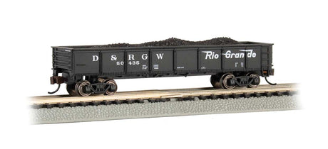 40' Steel Gondola with Load - Ready to Run -- Denver & Rio Grande Western #50435 (black, Flying Grande Logo)