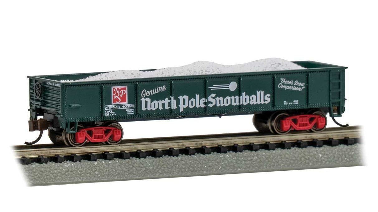 40' Steel Gondola with Load - Ready to Run - Silver Series(R) -- North Pole & Southern #40230 (green, Snowball Delivery)