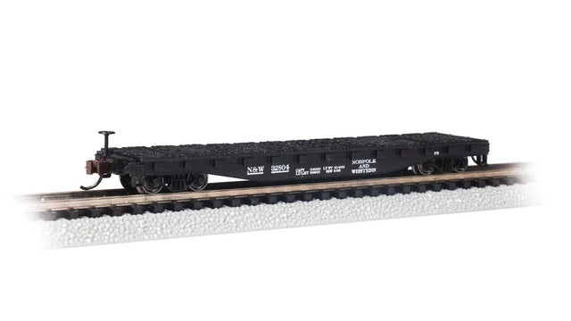 52' Steel Flatcar - Ready to Run -- Norfolk & Western #32804 (black)