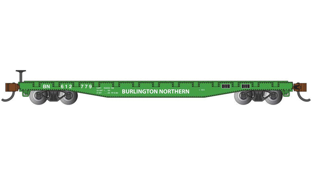 52' Flatcar - Ready to Run - Silver Series(R) -- Burlington Northern #612779 (Cascade Green, white)