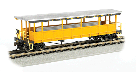Open-Sided Excursion Car with Seats - Ready-to-Run - Silver Series(R) -- Durango & Silverton (yellow)-1