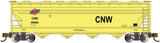 56' ACF Center-Flow Covered Hopper - Ready to Run - Silver Series(R) -- Chicago & North Western (yellow, black; Large CNW)-1