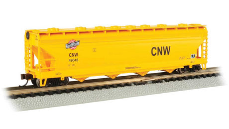 ACF 56' 4-Bay Center-Flow Hopper - Ready to Run - Silver Series(R) -- Chicago & North Western #49043 (Late Scheme, yellow, black, Large CNW)
