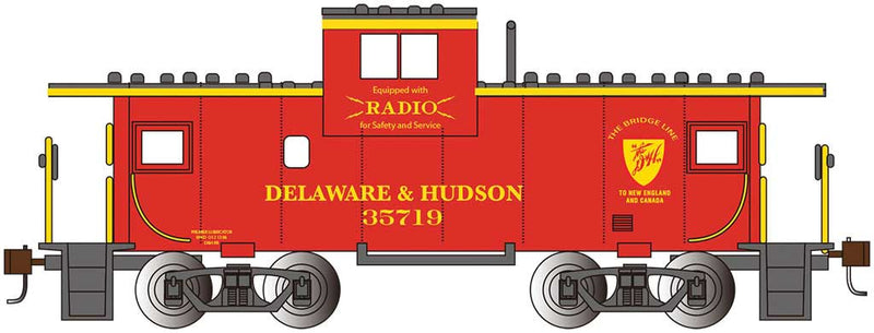 36' Wide-Vision Caboose - Ready to Run - Silver Series(R) -- Delaware & Hudson 35719 (red, yellow, Bridge Line Shield)-1