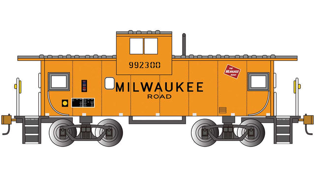 36' Wide-Vision Caboose - Ready to Run - Silver Series(R) -- Milwaukee Road #993200 (orange, black, yellow)
