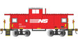 36' Wide-Vision Caboose - Ready to Run - Silver Series(R) -- Norfolk Southern #555635 (red, white)