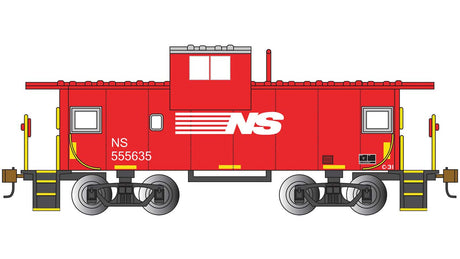 36' Wide-Vision Caboose - Ready to Run - Silver Series(R) -- Norfolk Southern #555635 (red, white)