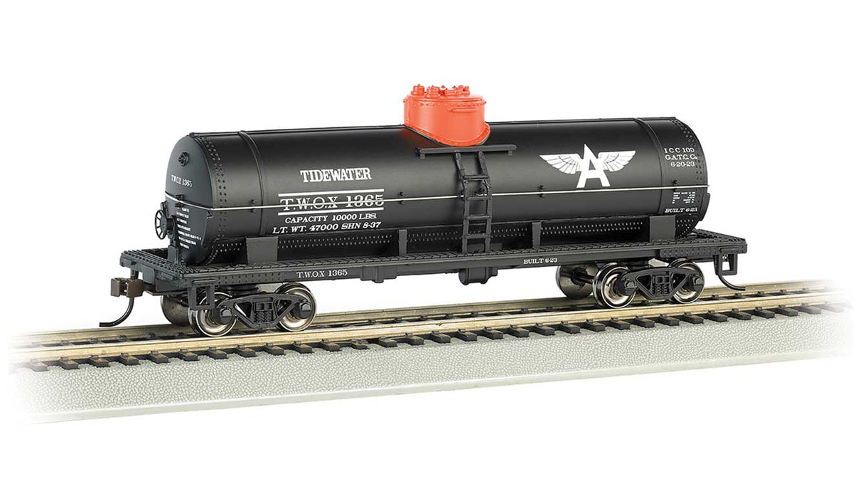 40' Single-Dome Tank Car - Ready to Run - Silver Series(R) -- Tidewater Oil TWOX #1365 (black, white, red)