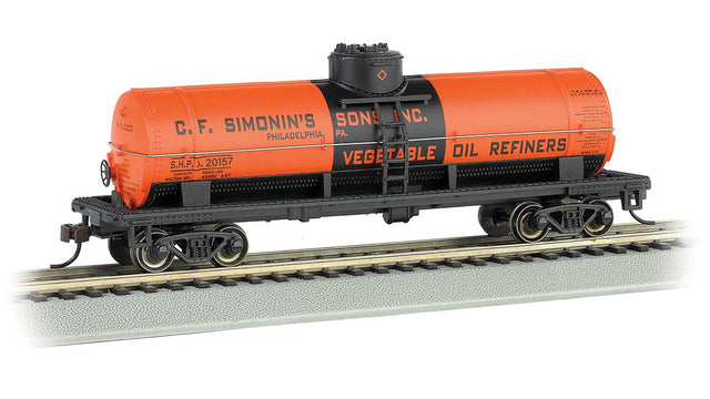 40' Single-Dome Tank Car - Ready to Run - Silver Series(R) -- C.F. Siminin's Sons 20157 (orange, black)