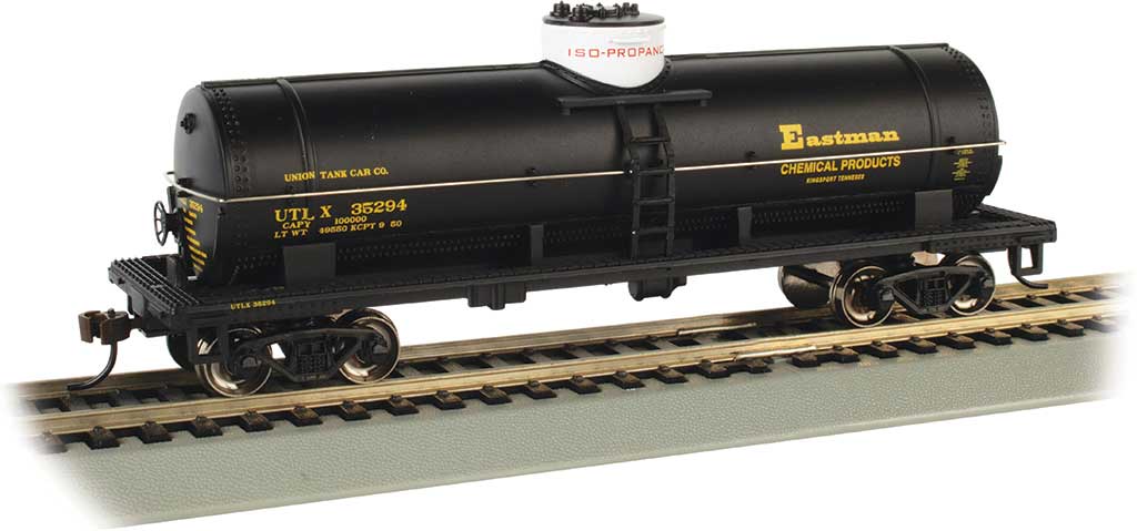 40' Single-Dome Tank Car - Ready to Run - Silver Series(R) -- Eastman Chemical Products UTLX 35294 (black, yellow, white)
