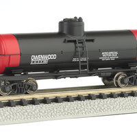 ACF 36' 6" 10,000-Gallon Tank Car - Ready to Run - Silver Series(R) -- Owenwood Motor Oil (black, red)