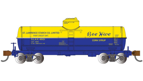 ACF 36' 6" 10,000-Gallon Tank Car - Ready to Run - Silver Series(R) -- Bee Hive Corn Syrup #49101 (yellow, blue)