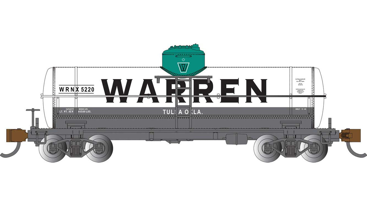 ACF 36' 6" 10,000-Gallon Tank Car - Ready to Run - Silver Series(R) -- Warren Petroleum #5220 (white, black, green)
