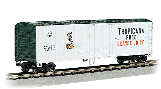 50' Steel Mechanical Reefer - Ready to Run - Silver Series(R) -- Tropicana TPIX #742 (white, green; "Pure Orange Juice" Slogan)