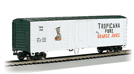 50' Steel Mechanical Reefer - Ready to Run - Silver Series(R) -- Tropicana TPIX #742 (white, green; "Pure Orange Juice" Slogan)