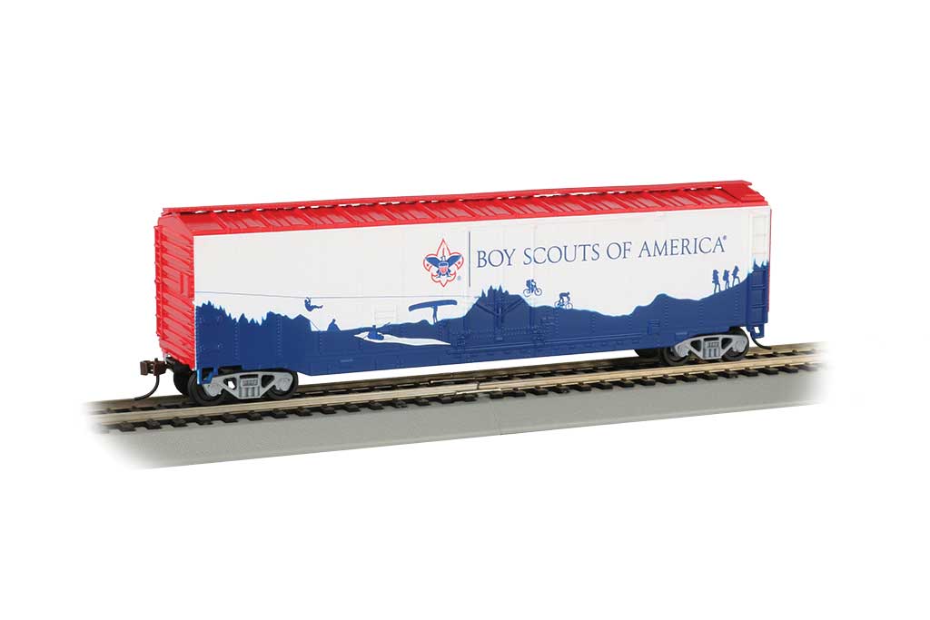 50' Plug-Door Boxcar - Ready to Run - Silver Series(R) -- Boy Scouts of America(R) Adventure Landscape