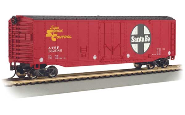 50' Plug-Door Boxcar - Ready to Run - Silver Series(R) -- Santa Fe #152086 (red, black, white; Large Logo)