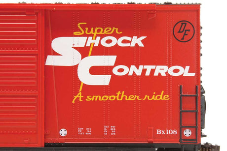 40' Steel Hi-Cube, Sliding-Door Boxcar - Ready-to-Run -- Atchison, Topeka & Santa Fe #14044 (red, black, white; Shock Control Graphic-2