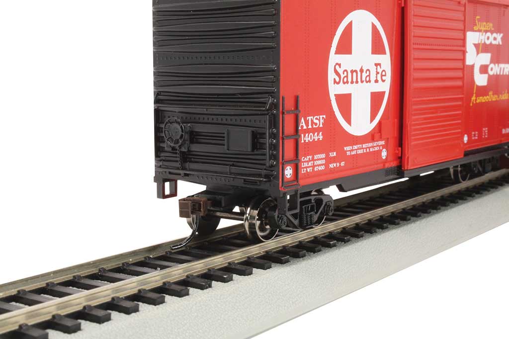 40' Steel Hi-Cube, Sliding-Door Boxcar - Ready-to-Run -- Atchison, Topeka & Santa Fe #14044 (red, black, white; Shock Control Graphic-4