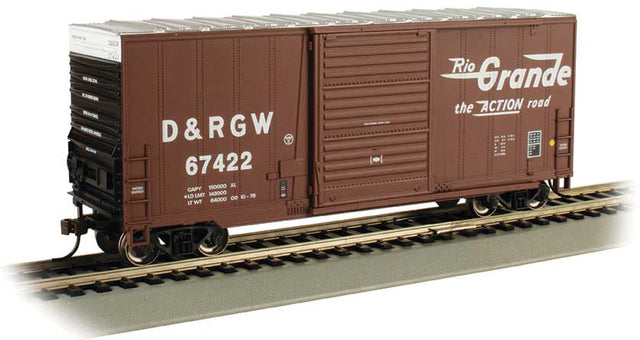 40' Steel Hi-Cube, Sliding-Door Boxcar - Ready-to-Run -- Denver & Rio Grande Western #67422 (Boxcar Red, Flying Grande Logo)-1