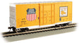 40' Steel Hi-Cube, Sliding-Door Boxcar - Ready-to-Run -- Union Pacific #518126 (Armour Yellow, silver; Automated Railway Map Logo)-1