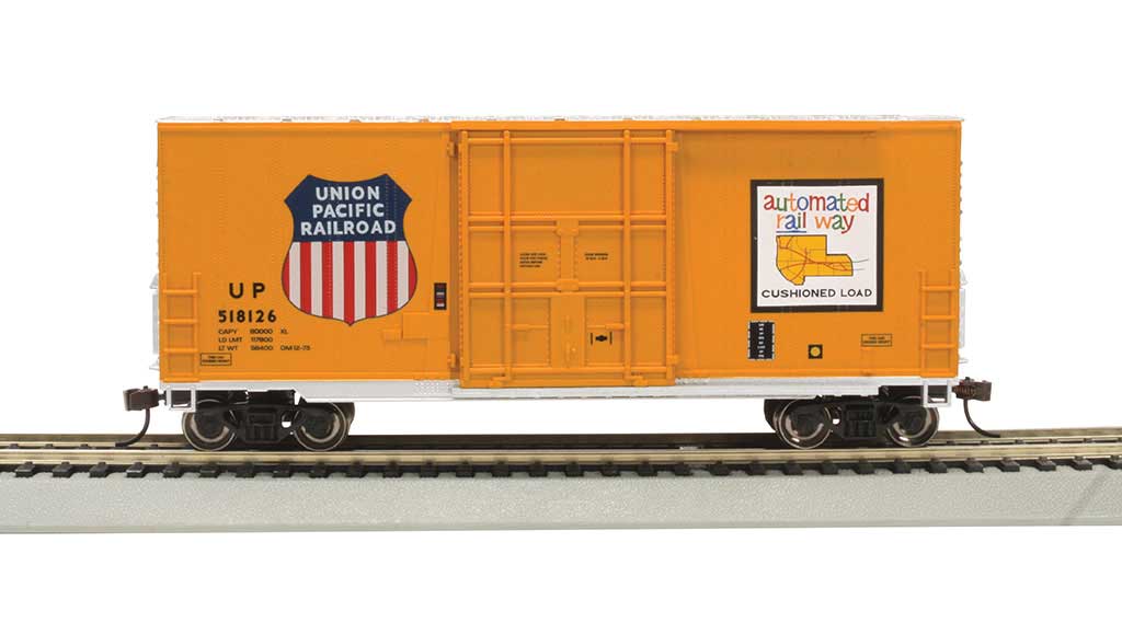 40' Steel Hi-Cube, Sliding-Door Boxcar - Ready-to-Run -- Union Pacific #518126 (Armour Yellow, silver; Automated Railway Map Logo)-2