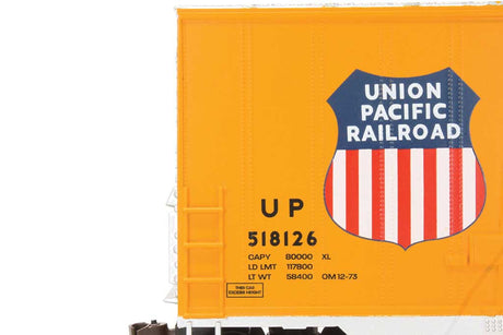 40' Steel Hi-Cube, Sliding-Door Boxcar - Ready-to-Run -- Union Pacific #518126 (Armour Yellow, silver; Automated Railway Map Logo)-4