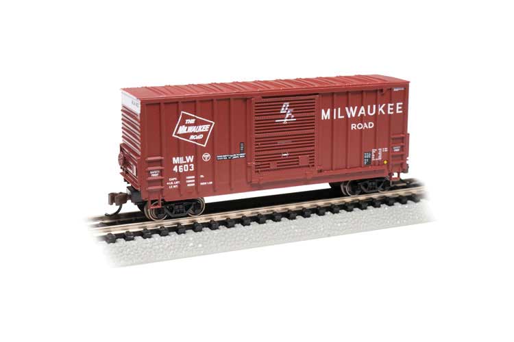 40' Hi-Cube Outside-Braced Boxcar - Ready to Run -- Milwaukee Road #4603 (Boxcar Red)