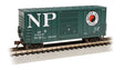 40' Hi-Cube Outside-Braced Boxcar - Ready to Run -- Northern Pacific #659997 (green, white, Large NP & Monad Logo)