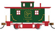 Wood 4-Wheel Bobber Caboose - Ready to Run - Silver Series(R) -- North Pole & Southern #12 (Christmas, green, red)