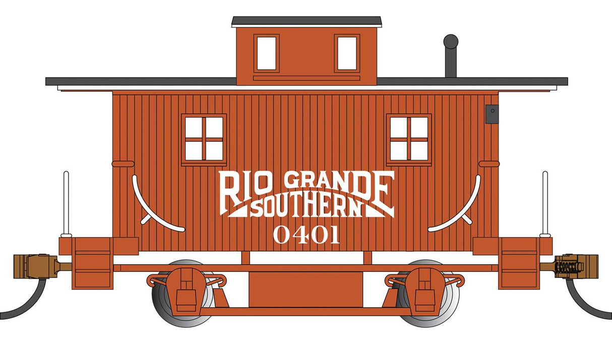 Wood 4-Wheel Bobber Caboose - Ready to Run - Silver Series(R) -- Rio Grande Southern #0400 (Boxcar Red, white)