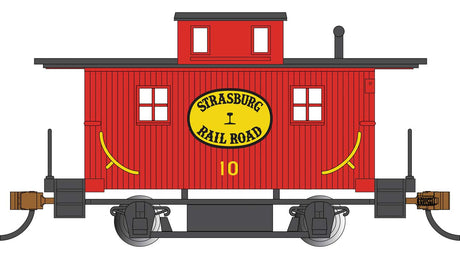 Wood 4-Wheel Bobber Caboose - Ready to Run - Silver Series(R) -- Strasburg #10 (red, yellow, oval logo)