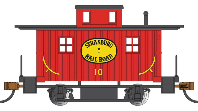 Wood 4-Wheel Bobber Caboose - Ready to Run - Silver Series(R) -- Strasburg #10 (red, yellow, oval logo)